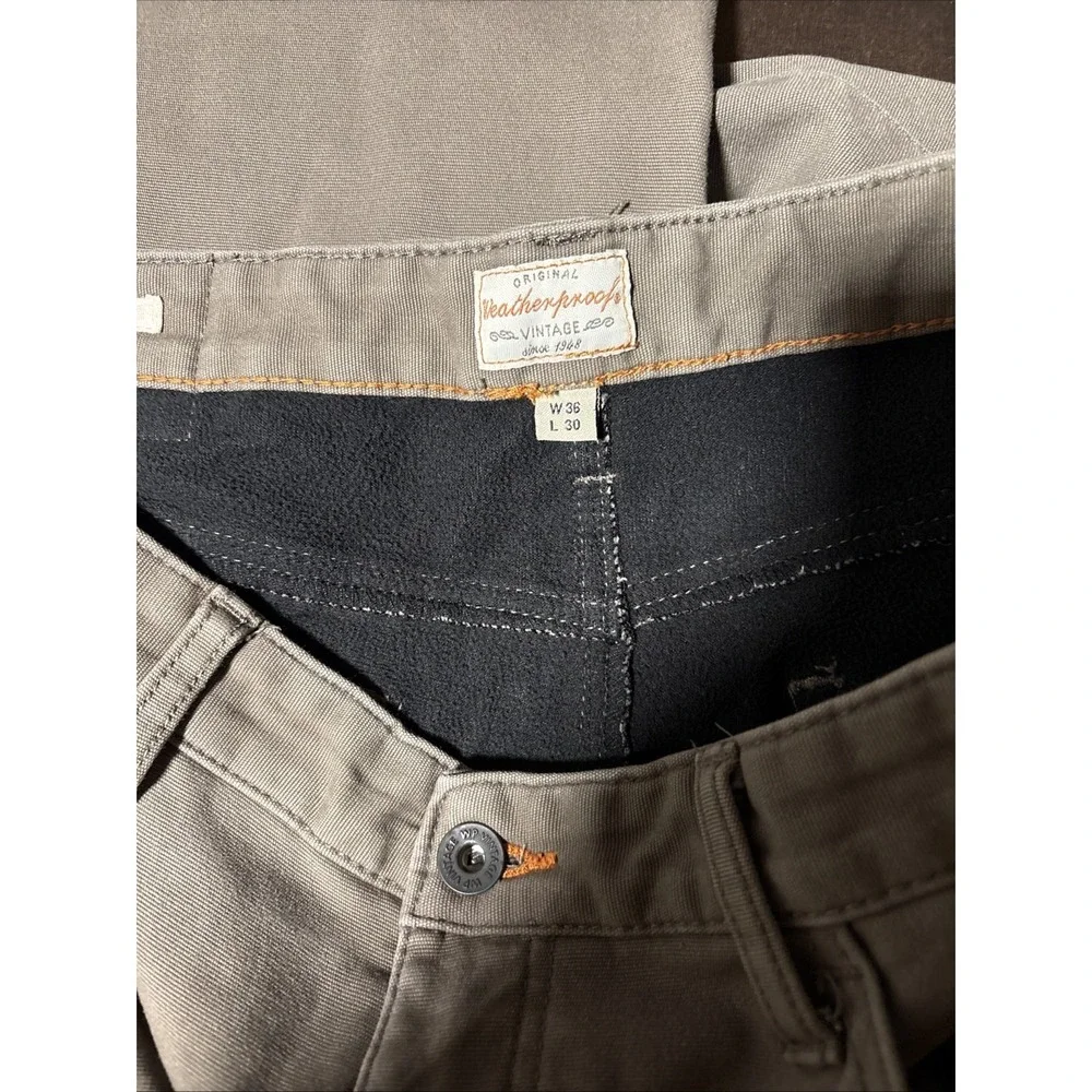 Weatherproof Vintage Men's Pants Size 36X32 Brown Khaki Regular Fit Flex Tech